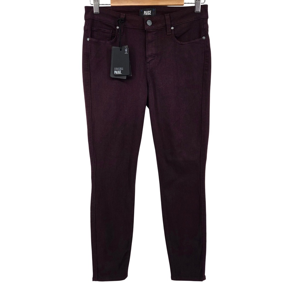 PAIGE Verdugo Ankle Petite Jeans 29 Cherry Noir Mid Rise Ultra Skinny Grunge